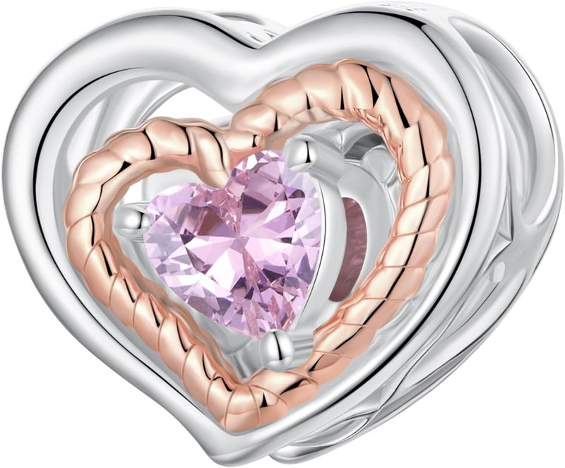 VOROCO Store 925 Sterling Silver Love Heart Charm for Charm Bracelet, Christmas Mother's Day Birthday Perfect Jewelry Gifts for Mom Grandma Daughter Friend Sister - Image 1